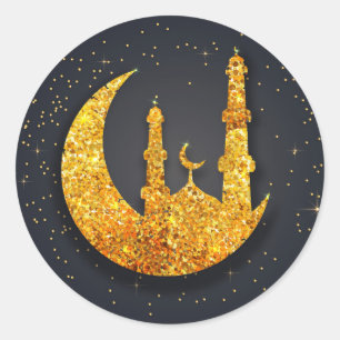 Glittering mosque and moon sticker