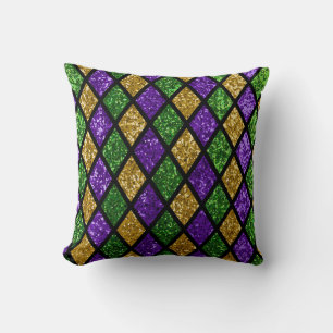 Glittering paillettes diamonds, festive background cushion