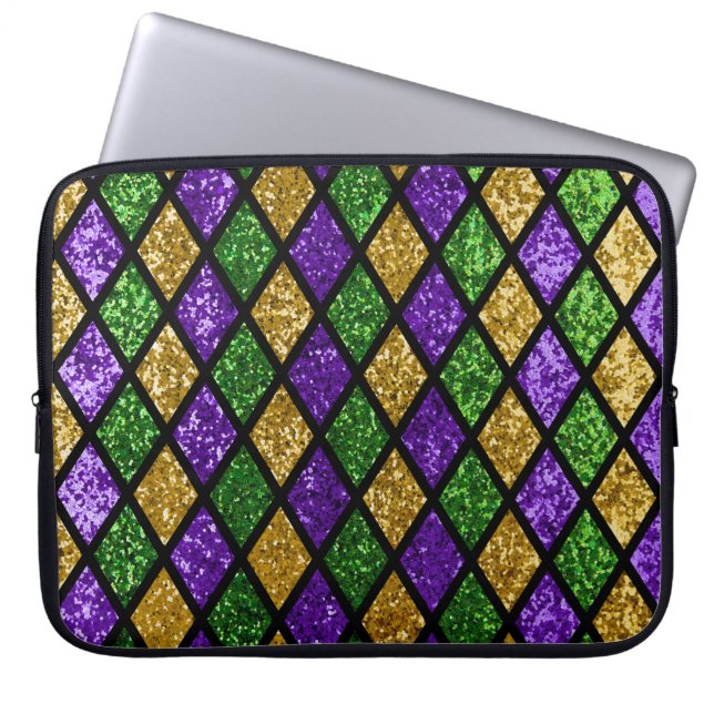 Glittering paillettes diamonds, festive background laptop sleeve (Front)