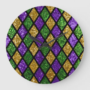 Glittering paillettes diamonds, festive background large clock