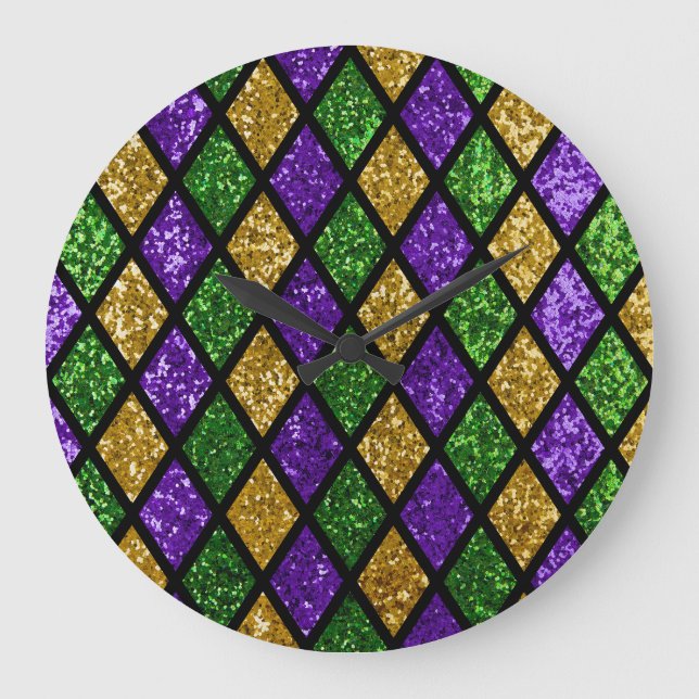 Glittering paillettes diamonds, festive background large clock (Front)
