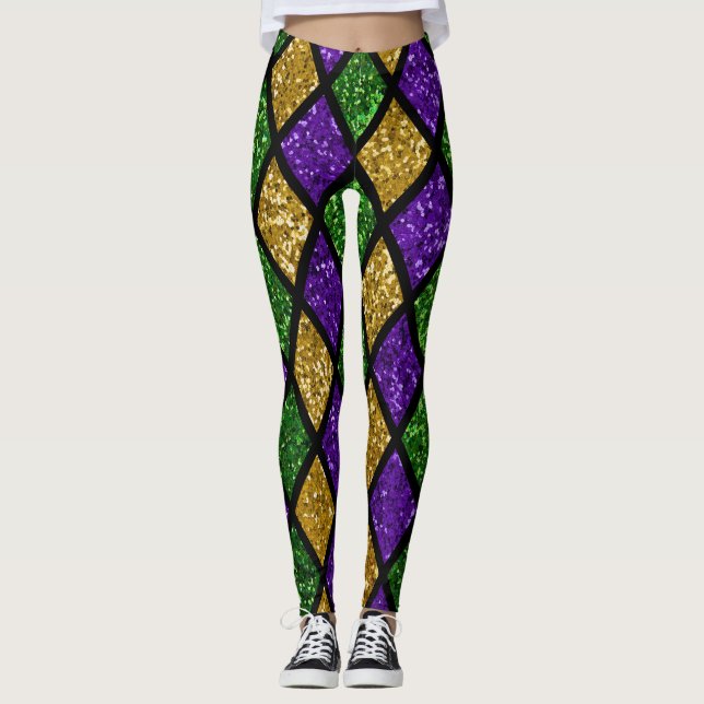 Glittering paillettes diamonds, festive background leggings (Front)