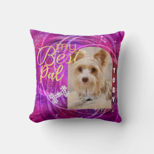 Glittering Pet Dog Photo Mangenta Cushion