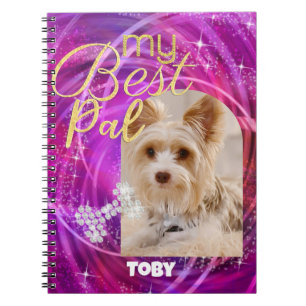 Glittering Pet Dog Photo Mangenta  Notebook