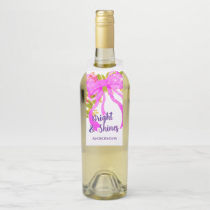 Glittering Pink Ribbon Christmas Bottle Tag