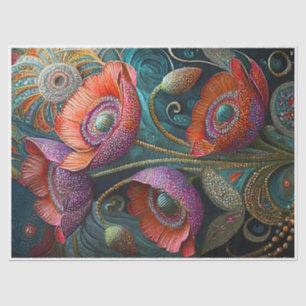 Glittering Poppy Love, Embellished Garden Finery Tissue Paper