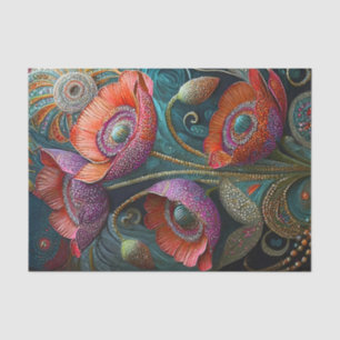 Glittering Poppy Love, Embellished Garden Finery Tissue Paper