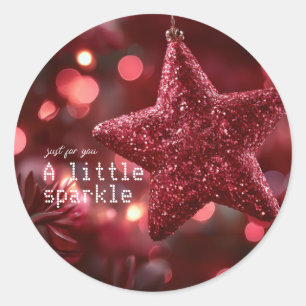 Glittering Red Star Classic Round Sticker