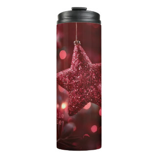 Glittering Red Star Thermal Tumbler