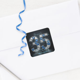 Glittering Sapphire Diamond 35th Birthday Jewels Square Sticker