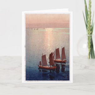 Glittering Sea, Hiroshi Yoshida, Woodcut Card