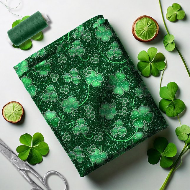 Glittering Shamrocks and Swirls ID289 Fabric (Creator Uploaded)