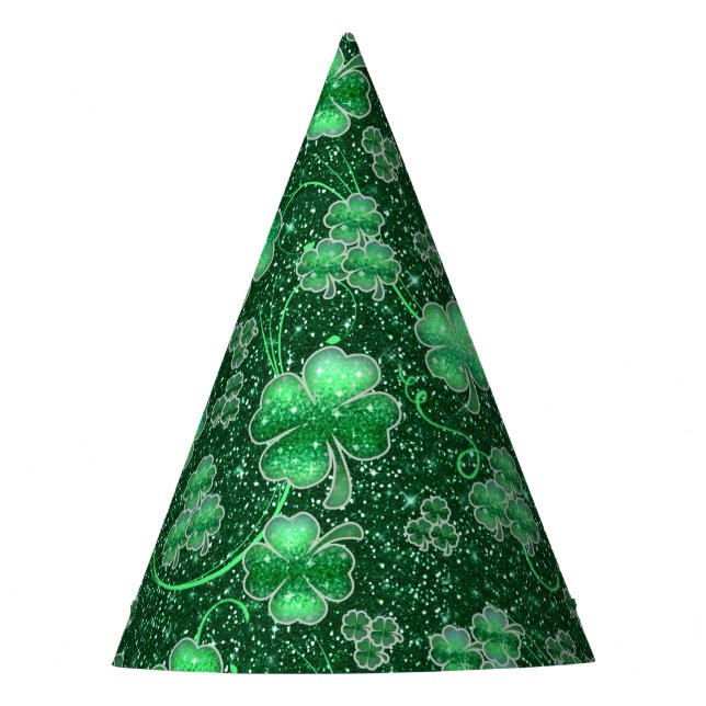 Glittering Shamrocks and Swirls ID289 Party Hat (Front)
