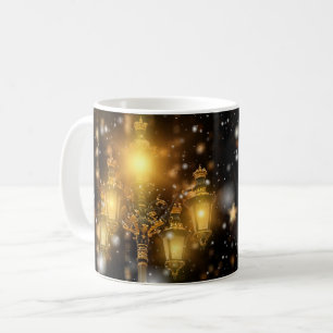 Glittering Snow Falling on the Lamp Coffee Mug