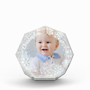 Glittering Snow Flakes Grey Photo Block