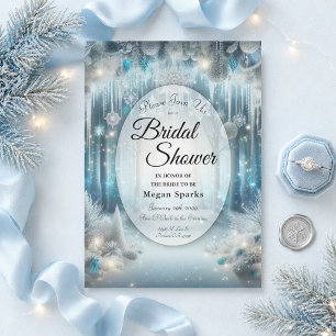  Glittering Snowy Forest Bridal Shower Invitation