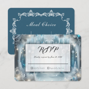 Glittering Snowy Forest Entre Choices Wedding RSVP Card