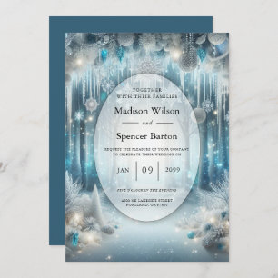 Glittering Snowy Forest Wedding Invitation