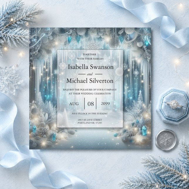 Glittering Snowy Forest Wedding Invitation (Creator Uploaded)
