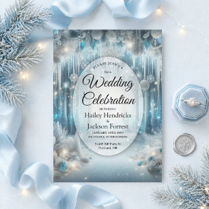 Glittering Snowy Forest Wedding Invitation