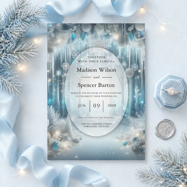 Glittering Snowy Forest Wedding Invitation (Creator Uploaded)