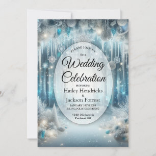 Glittering Snowy Forest Wedding Invitation