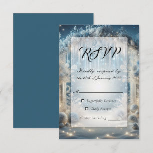 Glittering Snowy Forest Wedding RSVP Card