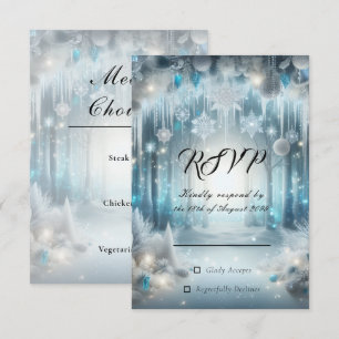 Glittering Snowy Forest Wedding RSVP Card