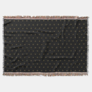 Glittering Star Pattern on Black Throw Blanket