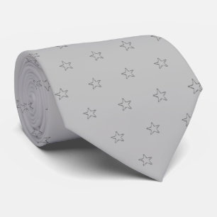 Glittering Star Pattern on Light Silver Grey Tie