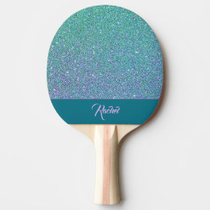 Glittering Turquoise and Purple Ping Pong Paddle