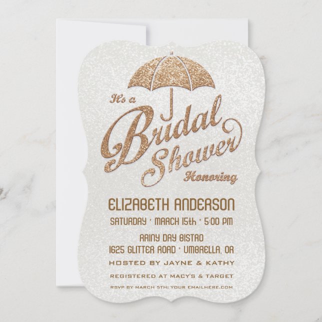 Glittering White & Gold Bridal Shower Invite (Front)
