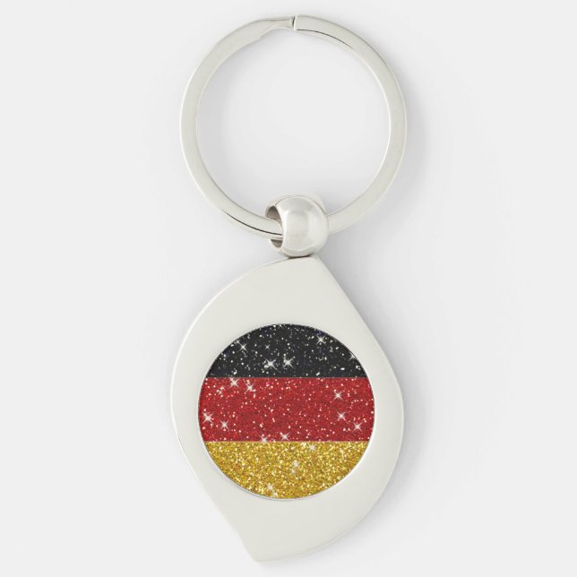 Glitters Germany Flag with Sparkles Key Ring (Front)
