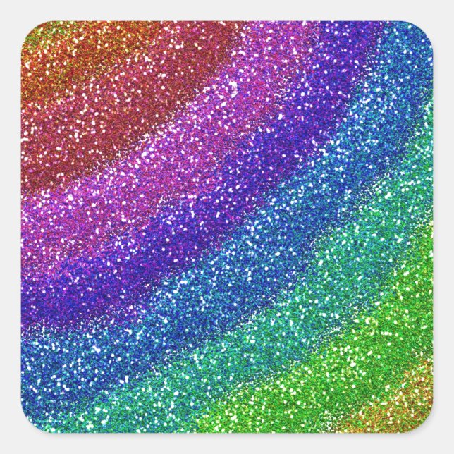 Glitters Rainbow Square Sticker (Front)