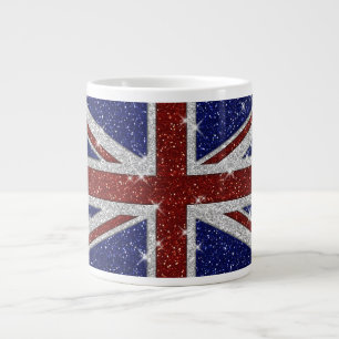 Glitters Shiny Sparkle Union Jack Flag Large Coffee Mug