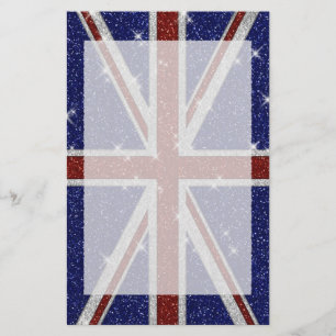 Glitters Shiny Sparkle Union Jack Flag Stationery