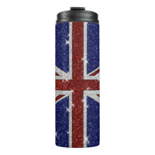 Glitters Shiny Sparkle Union Jack Flag Thermal Tumbler