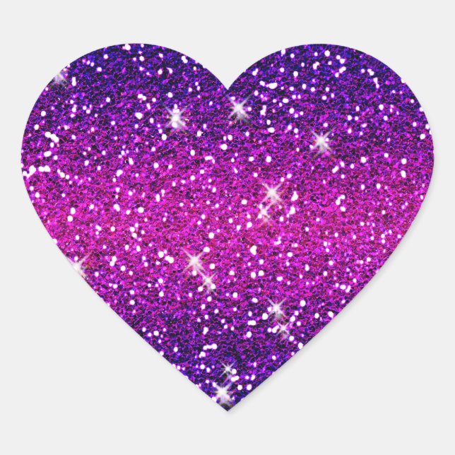 Glitters Sparkles Purple Pink Texture Heart Sticker (Front)