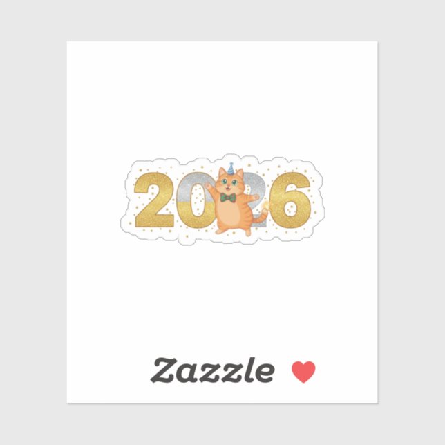 Glittery 2026 Cat Gold & Silver New Year Number (Sheet)
