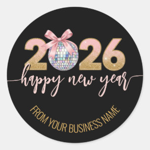 Glittery 2026 Happy new year Custom Classic Round Sticker