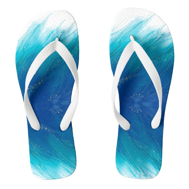 Glittery Alcohol Ink Tumbler Design Flip Flops (Footbed)