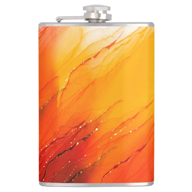 Glittery Alcohol Ink Tumbler Design Hip Flask (Front)