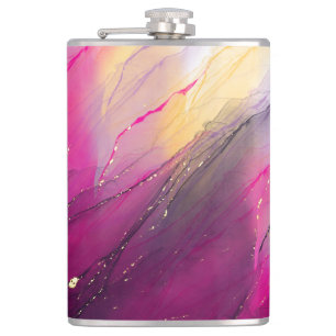 Glittery Alcohol Ink Tumbler Design Hip Flask