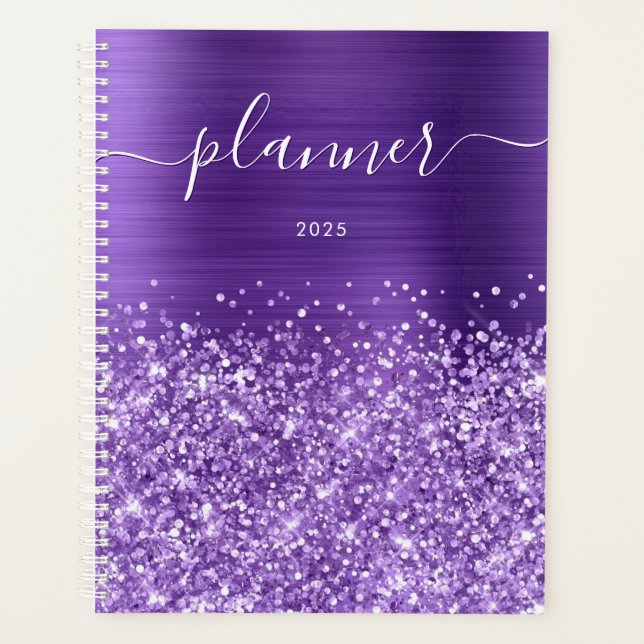 Glittery Amethyst Purple Glam 2025 Planner (Front)