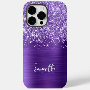Glittery Amethyst Purple Glam Name iPhone 14 Pro Max Case