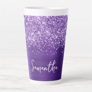  Glittery Amethyst Purple Glam Name Latte Mug