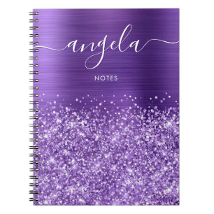 Glittery Amethyst Purple Glam Notes Notebook