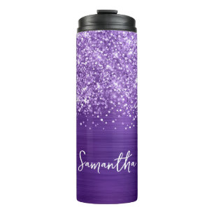 Glittery Amethyst Purple Glam Personalised Name Thermal Tumbler