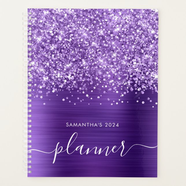 Glittery Amethyst Purple Glam Planner (Front)