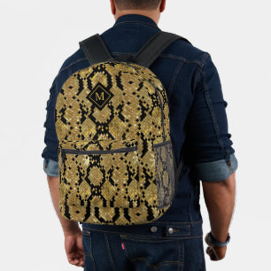 Glittery Animal Skin Print Pattern Custom Monogram Printed Backpack